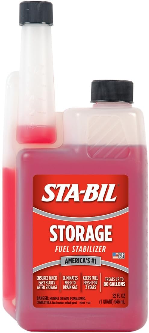 STA-BIL Storage Fuel Stabilizer, 32 oz | Treats 80 gallons. Keeps fuel fresh for up to 24 months during storage, helps protect against corrosion and ethanol damage