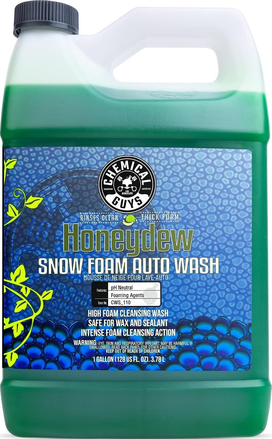 Chemical Guys, Honeydew Snow Foam Car Wash Soap for Foam Cannons, 1 Gallon | High-foaming pH-balanced suds for cannons, guns or buckets, gentle on wax and coatings