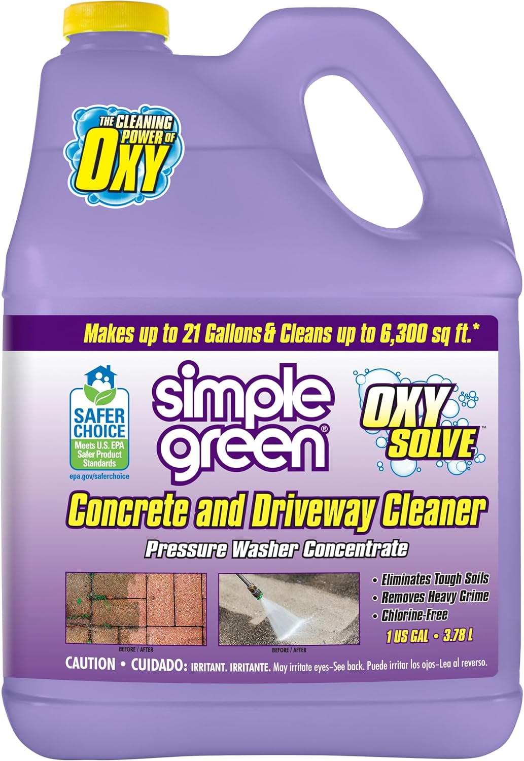 Simple Green Oxy Solve Concrete and Driveway Pressure Washer Cleaner, Purple, Unscented, 128 Fl.Oz